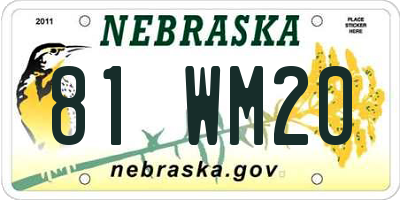 NE license plate 81WM20