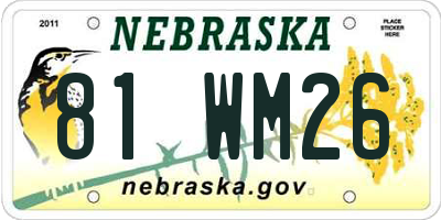 NE license plate 81WM26