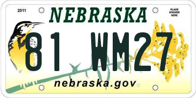NE license plate 81WM27