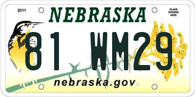 NE license plate 81WM29