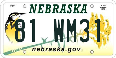 NE license plate 81WM31