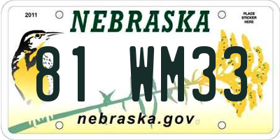NE license plate 81WM33