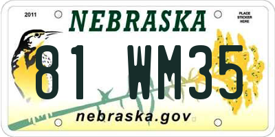 NE license plate 81WM35
