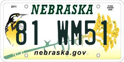 NE license plate 81WM51