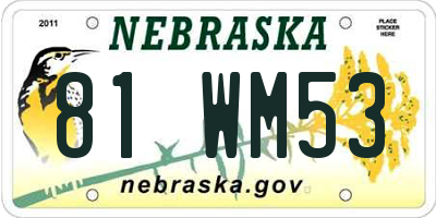NE license plate 81WM53