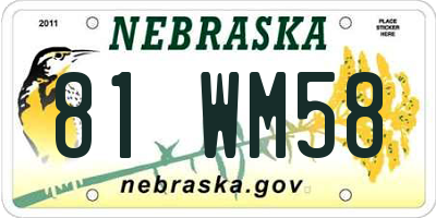 NE license plate 81WM58
