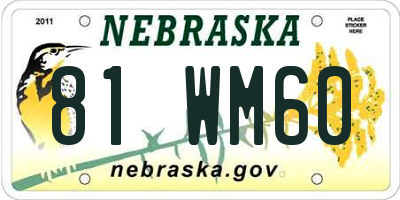 NE license plate 81WM60