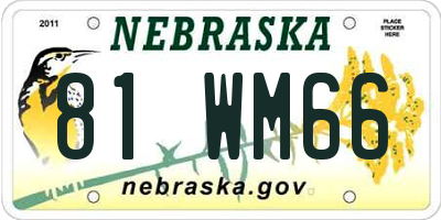 NE license plate 81WM66