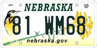 NE license plate 81WM68