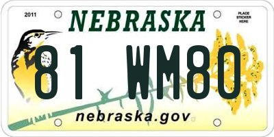 NE license plate 81WM80
