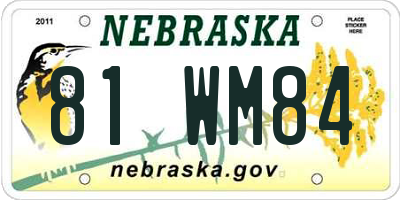 NE license plate 81WM84