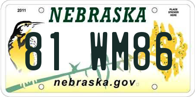 NE license plate 81WM86