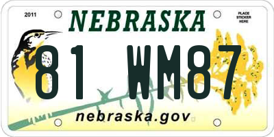 NE license plate 81WM87