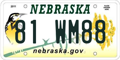 NE license plate 81WM88