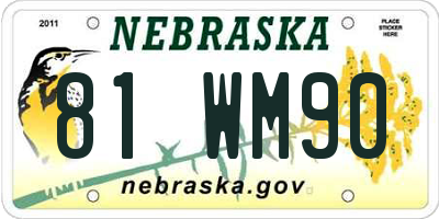NE license plate 81WM90