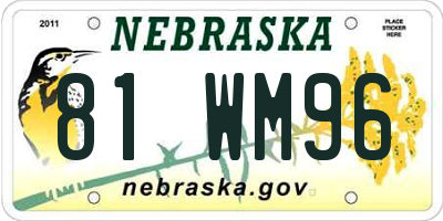 NE license plate 81WM96