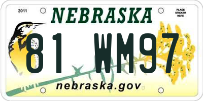 NE license plate 81WM97