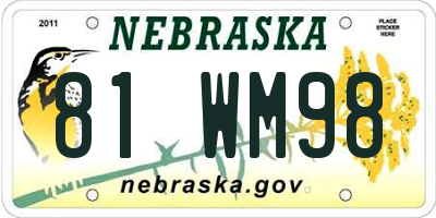 NE license plate 81WM98