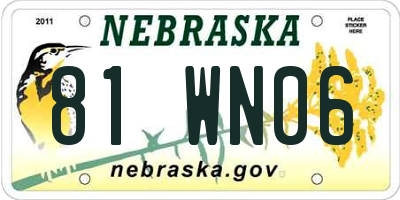 NE license plate 81WN06