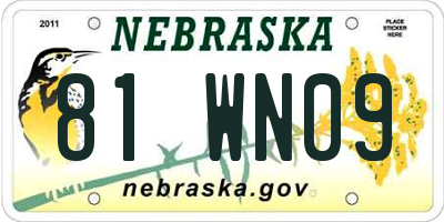 NE license plate 81WN09