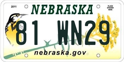 NE license plate 81WN29