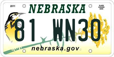 NE license plate 81WN30