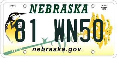 NE license plate 81WN50