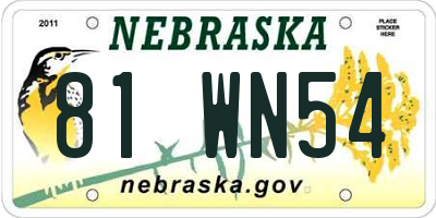 NE license plate 81WN54