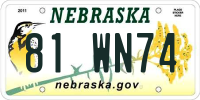 NE license plate 81WN74