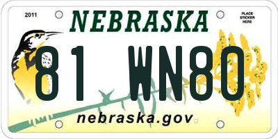 NE license plate 81WN80