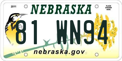 NE license plate 81WN94