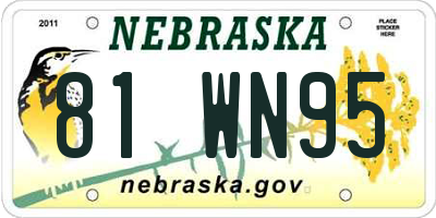 NE license plate 81WN95