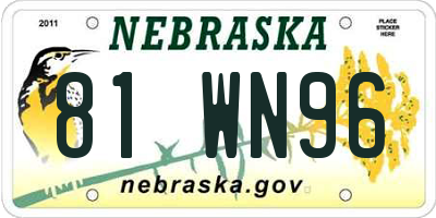 NE license plate 81WN96