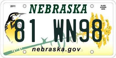 NE license plate 81WN98