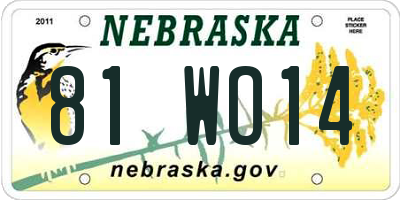NE license plate 81WO14