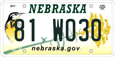 NE license plate 81WO30