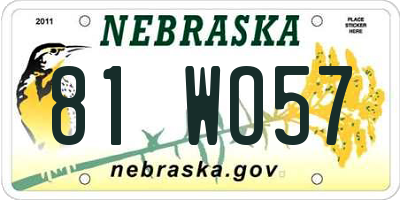 NE license plate 81WO57