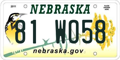 NE license plate 81WO58