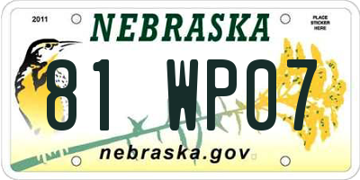 NE license plate 81WP07
