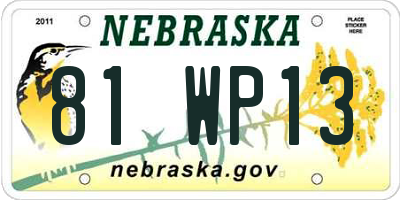 NE license plate 81WP13