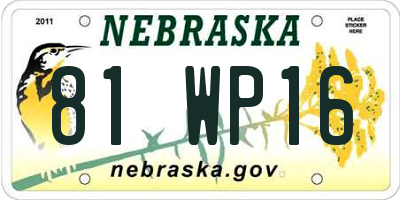 NE license plate 81WP16