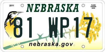 NE license plate 81WP17