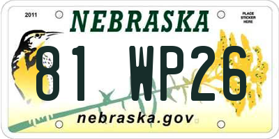 NE license plate 81WP26