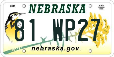 NE license plate 81WP27