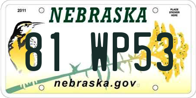NE license plate 81WP53