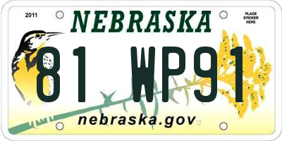 NE license plate 81WP91