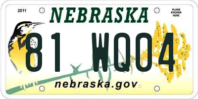 NE license plate 81WQ04