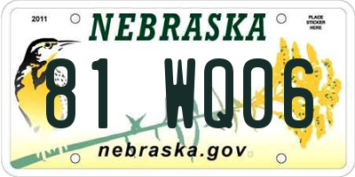 NE license plate 81WQ06