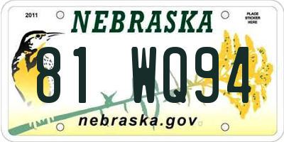 NE license plate 81WQ94