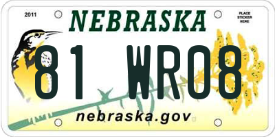 NE license plate 81WR08